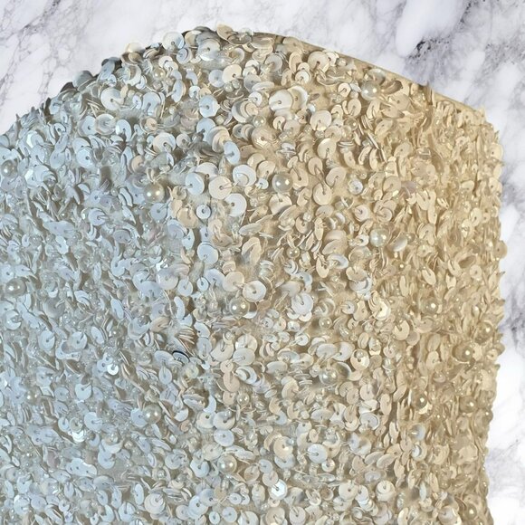 Parker Embellished Sequin Mini Dress in Ivory - Picture 4 of 11